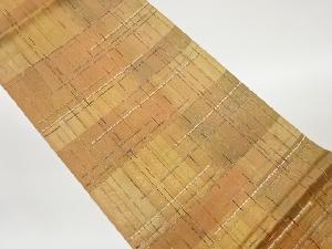 リサイクル　紐通し縞に横段模様織出し袋帯